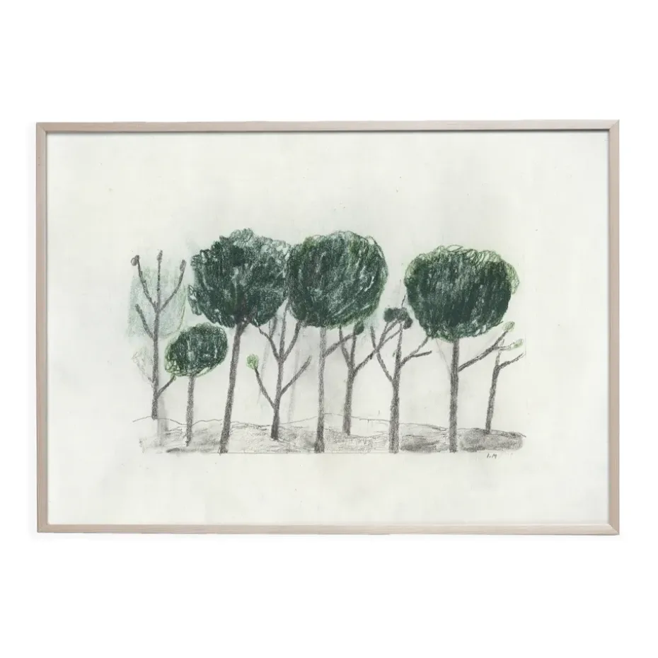 Trees poster 50x70 cm, Black- off white