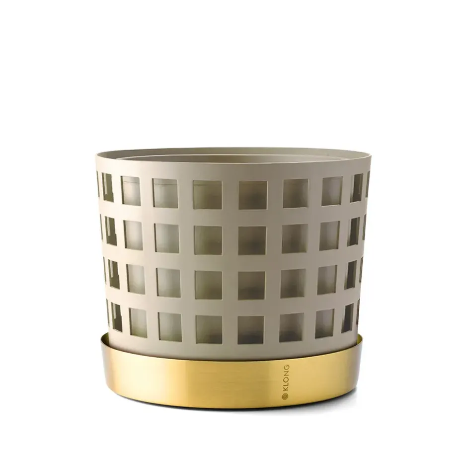 Trio Pot square flower pot, Beige, medium Ø18 cm