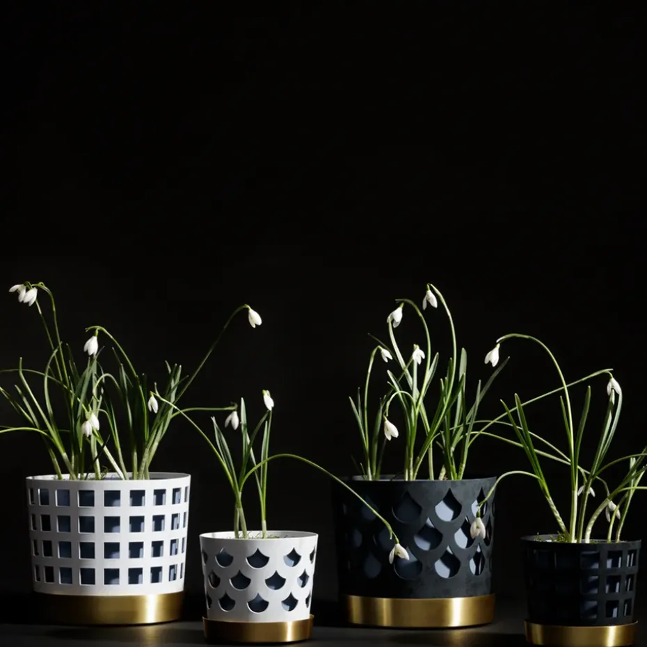 Trio Pot square flower pot, Beige, medium Ø18 cm