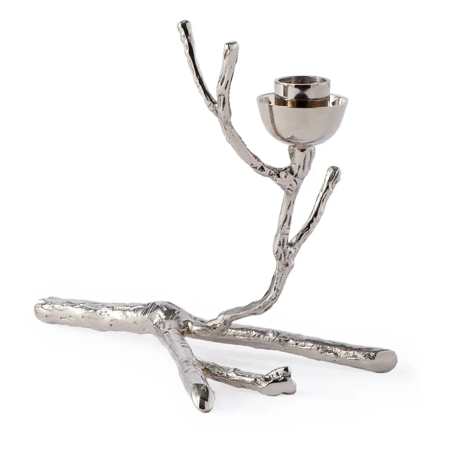 Twiggy candlestick S 14 cm, Silver