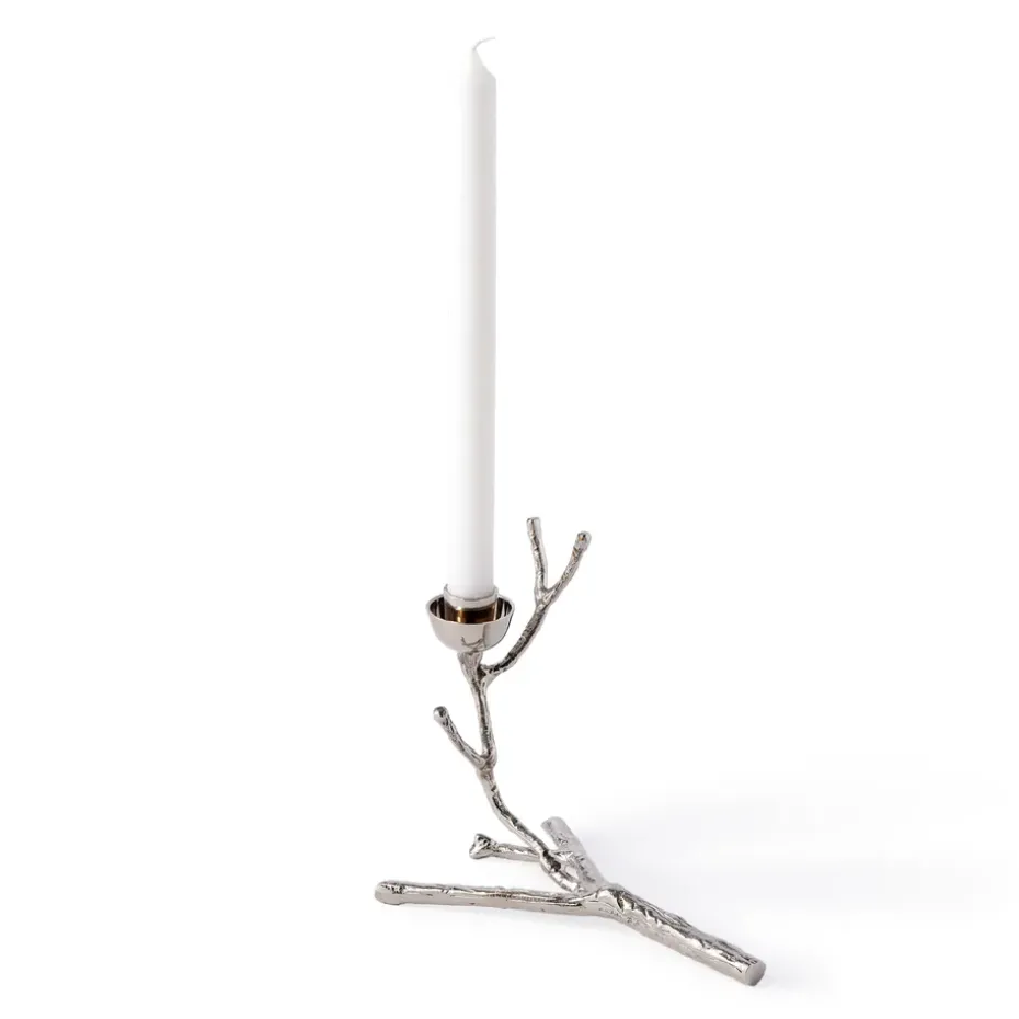 Twiggy candlestick S 14 cm, Silver