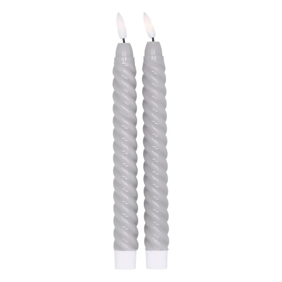 Twisted LED-candle 25 cm 2-pack, grey