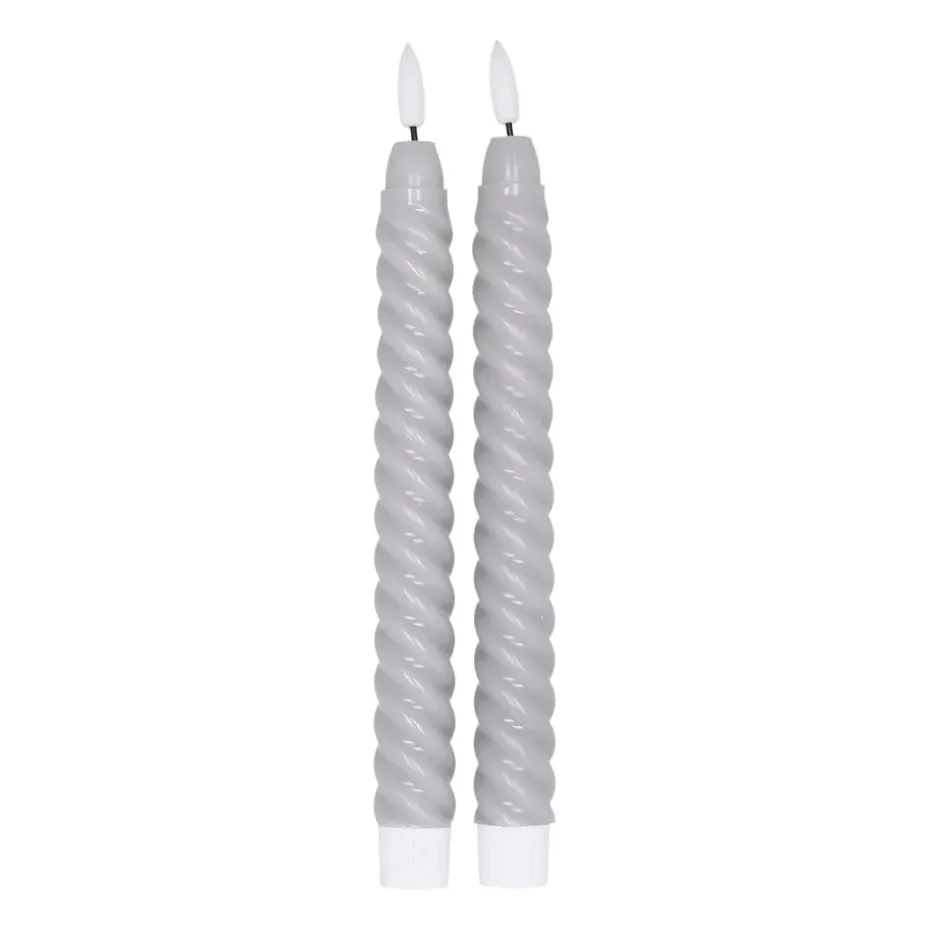Twisted LED-candle 25 cm 2-pack, grey