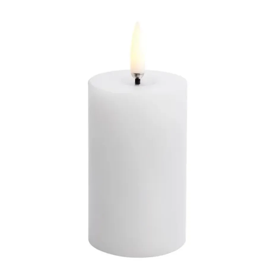 Uyuni LED Block Candle melted, White, Ø5x7.5 cm