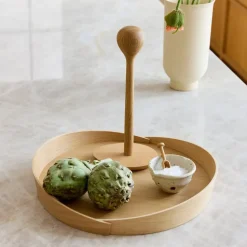 V43 Top tray Ø38 cm, Lacquered oak