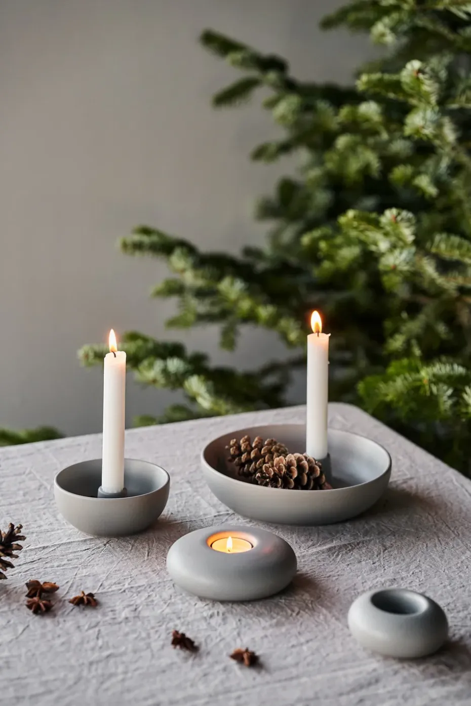 Valley candle sticks Ø21 cm, grey