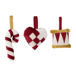 Velua hanging decorations 3 pieces, Red