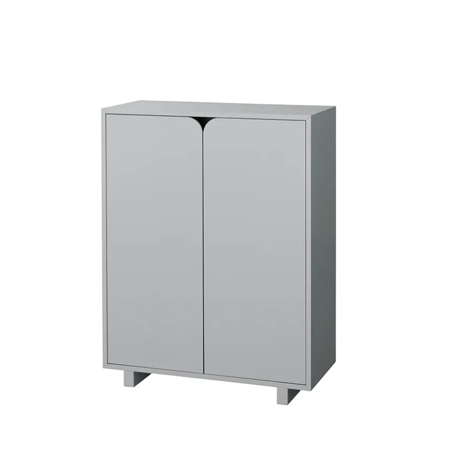 Vidja cabinet, Grey lack. low. coated doors