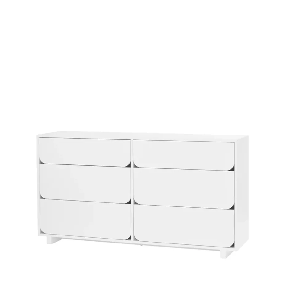 Vidja Dubbel chest of draws, White lacq. 6 box