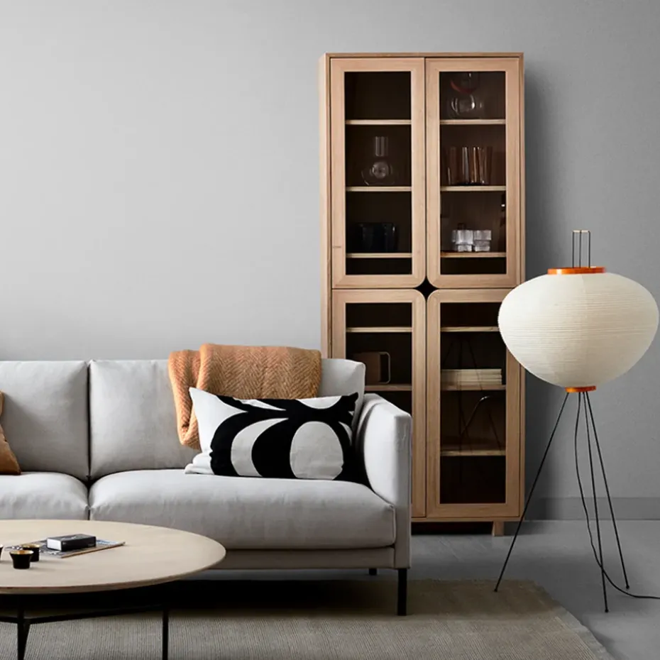 Vidja hight display cabinet, White pigmented oak