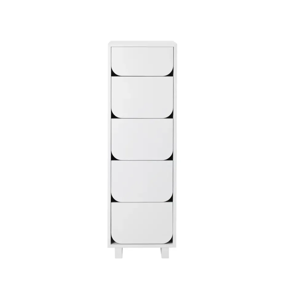 Vidja narrow chest of draws 5 box, White lacquered