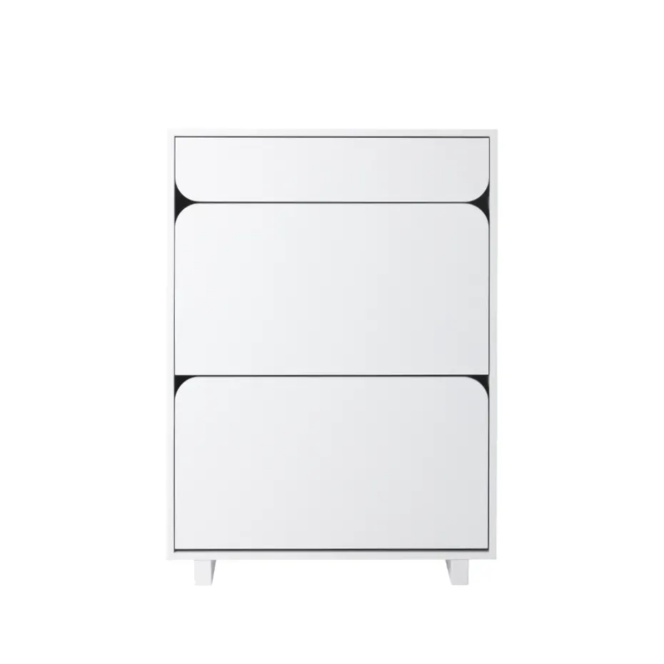 Vidja shoe cabinet, White lack. 2 fack+1 draw