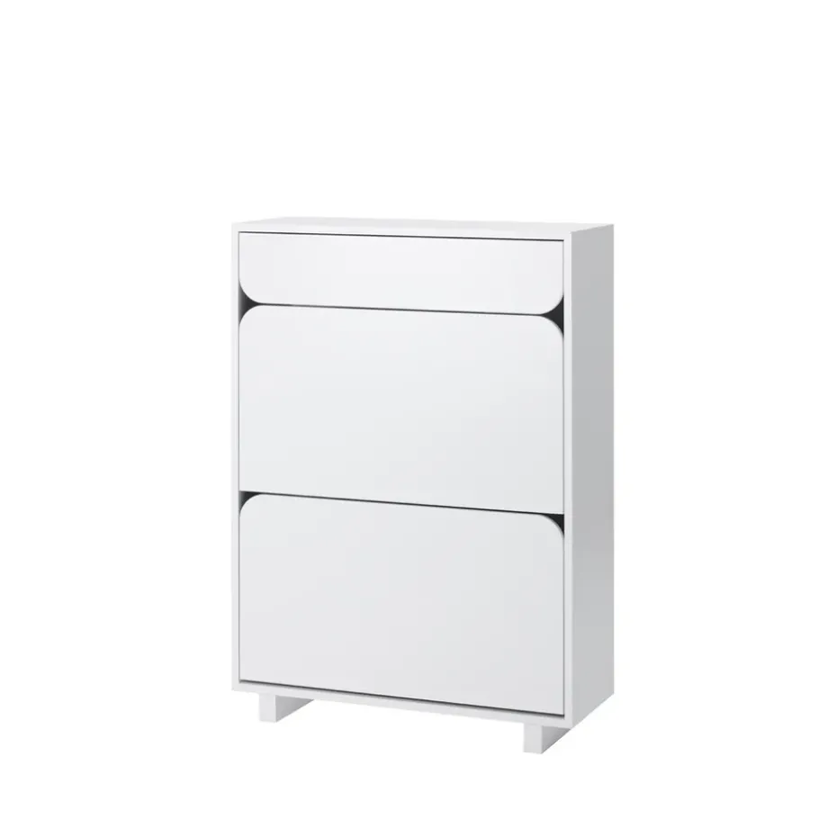 Vidja shoe cabinet, White lack. 2 fack+1 draw