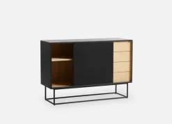 Virka side table, high 120 cm, Black oak