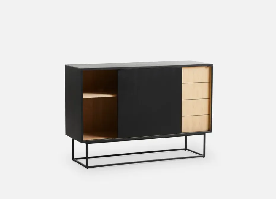 Virka side table, high 120 cm, Black oak