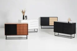 Virka side table, high 120 cm, Black oak