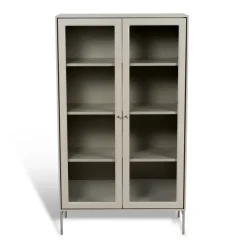 Volt display cabinet 130 cm beige, Details in stainless steel