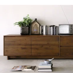 Wave media unit 60x210 cm, Hardwax oiled oak
