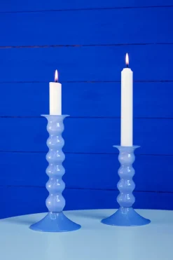 Wavy candle holder large 21 cm, Jade light blue