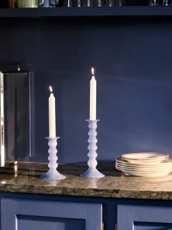 Wavy candle holder large 21 cm, Jade light blue
