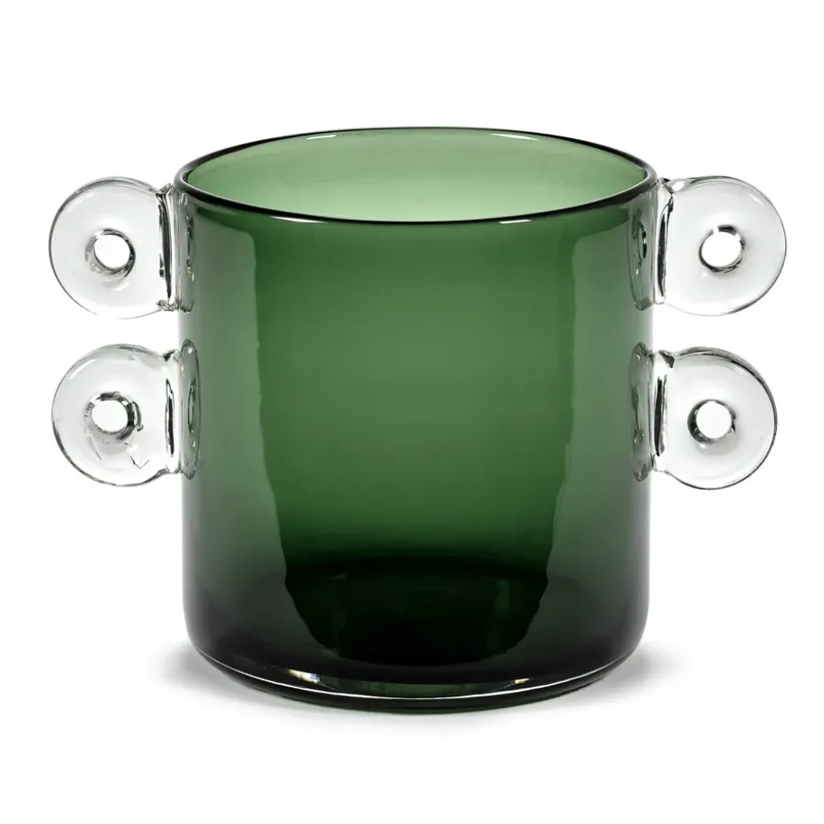 Wind & Fire vase with handles 18 cm, dark green