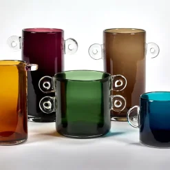 Wind & Fire vase with handles 18 cm, dark green