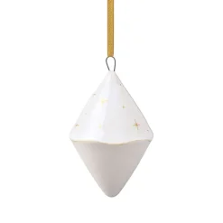Winter Glow Christmas tree bauble double cone, White-beige