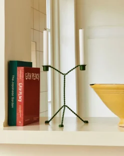 Wire candle sticks, Green