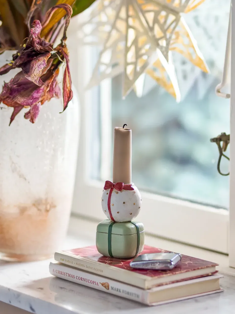 Wish candle holder, White-green