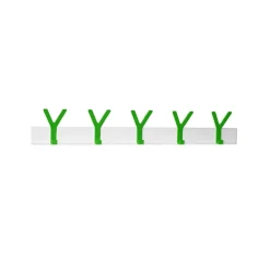 Y Hook rack, White, 5 green hooks
