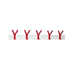 Y Hook rack, White, 5 red hooks