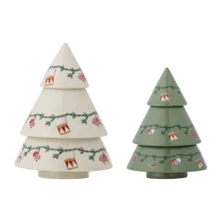 Yule decoration Christmas trees 2 pieces, Beige-green