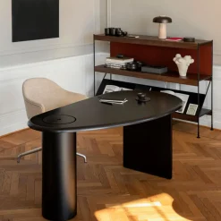 Zet shelving system, Oak black stained, 1x4, black steel base